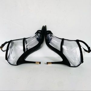 Tom Ford black velvet satin sandals 37.5